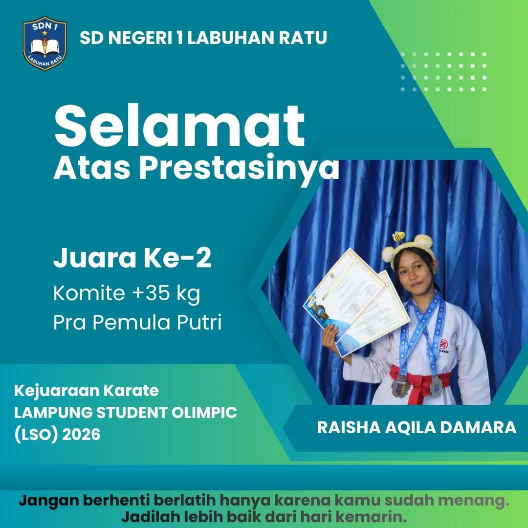 Prestasi: Juara 2 Komite +35 kg Karate Putri